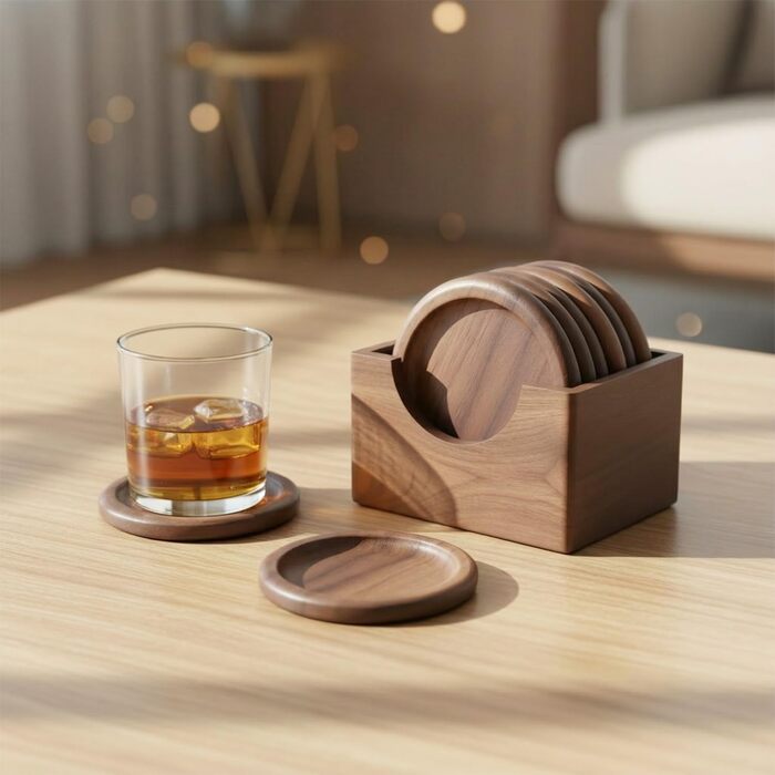 Набір підставок під склянки з горіхового дерева 6 шт OFFASST