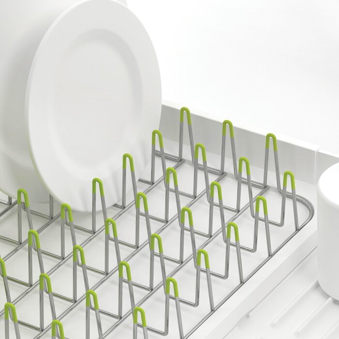 Регулируемая сушилка для посуды бело-зеленая Extend Joseph Joseph