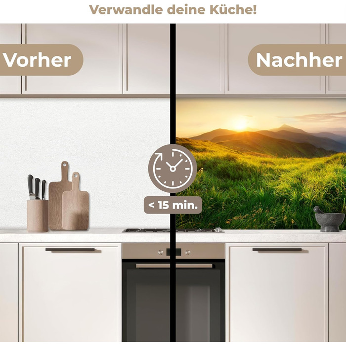 Кухонний фартух 60x80 см Самоклеючий захисний щиток для кухонної стіни Кухонний фартух Кухонні фасади Кухонні фартухи Кухонна стіна Вода - Пейзаж - (Трава - Пагорби, 60 x 80 см)