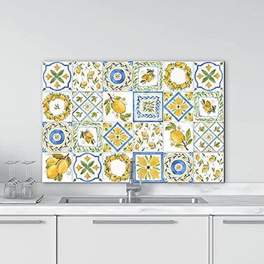 Алюмінієвий кухонний фартух, виготовлений в Італії, захищає плиту та стіну, миється та легко встановлюється, металевий фартух, 48 x 72 см (77x48 см, лимонний)