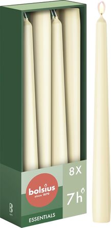 Свічки Bolsius Smooth Taper - Зелені - Набір з 4 шт. у коробці - Декоративні побутові свічки - Час горіння 7 годин - Без запаху - Натуральний рослинний віск - Без пальмової олії - 24,5 см Зелені 4 шт. и (Слонова кістка, 8 шт. )