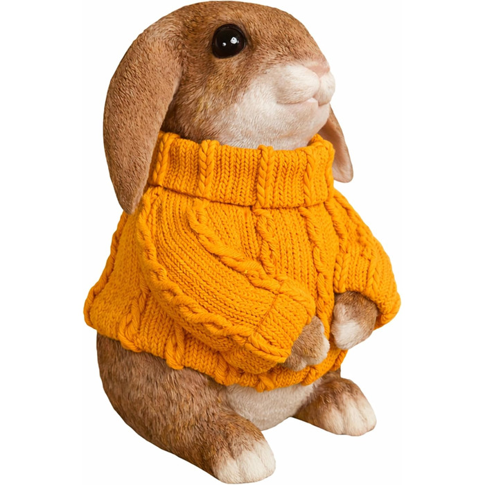 Декоративні фігурки кроликів у помаранчевому светрі colourliving