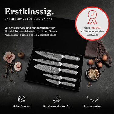 Кулінарний набір ножів з дамаської сталі Sycamore (6 предметів) 67 шарів, ядро з VG10, твердість 602 HRC, ручки з клена, хлібний ніж із серрейторною заточкою, магнітний тримач для ножів, професійні кухонні ножі для точного нарізання (Чорно-білий)