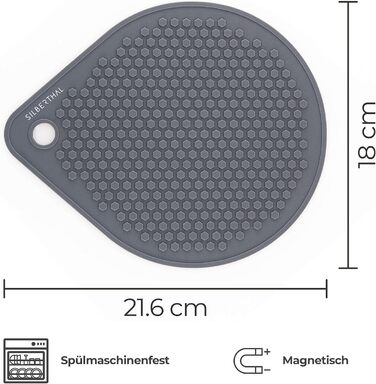 Силіконова магнітна підставка під гаряче 18 см, сіра Silberthal