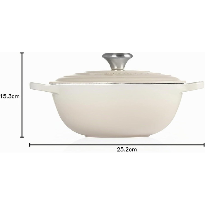 Чавунна каструля Le Creuset Signature La Marmite, 24 см, 4,1 л, колір Meringue (підходить для всіх типів плит, включаючи індукційні)