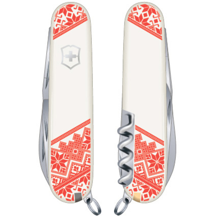 Ніж Victorinox Climber Ukraine 91мм/14функ/біл /черв.Вишиванка/черв.Вишиванка