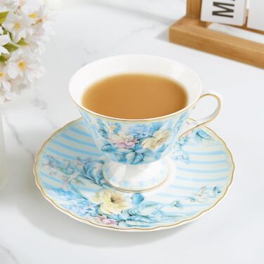 Чашка и блюдце 170 мл синяя гортензия fanquare