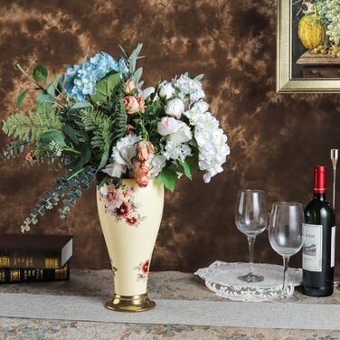 Вінтажна порцелянова ваза для квітів fanquare, вази для прикраси столу, керамічні вази для квітів ручної роботи для весіль, золота ваза