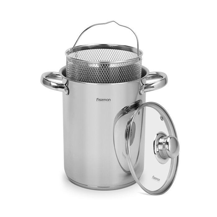 Каструля Fissman CAPELLINI зі вставкою-пароваркою та скляною кришкою16x21 см 3,5 л нержавіюча сталь (5369)