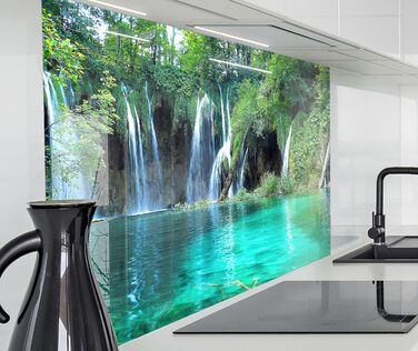 Кухонний фартух timalo зі скляним виглядом Північне море, очерет, захід сонця, океан, солома 2 мм акрилове скло Бризокості для плити, кухонний скляний фартух, акрилові скляні стінові панелі, захисна панель для фартуха (80 x 50 см, 312- Водоспади)