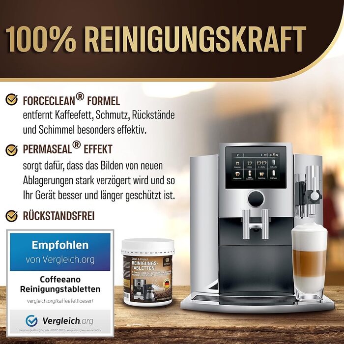 Таблетки для чищення Coffeeano 250 для повністю автоматичних кавоварок та кавоварок. Для Delonghi, Siemens, серії EQ, Jura, Krups, Bosch, Miele, Melitta, WMF та багатьох інших. 250 таблеток (1 упаковка) (Таблетки для чищення, 150 таблеток (1 упаковка))