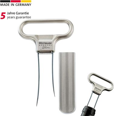 Штопор Westmark Blade/Clapp, в т.ч. відкривачка для пляшок, литий під тиском цинк/сталь, Ah-so, срібло, 6285556C (благородний матовий, декоратор і пробка)