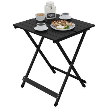 Складной алюминиевый стол для кемпинга черный WOLTU