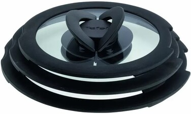 Набор стеклянных крышек Tefal Ingenio, 16см, 18см, 20см, стекло, пластик, черный