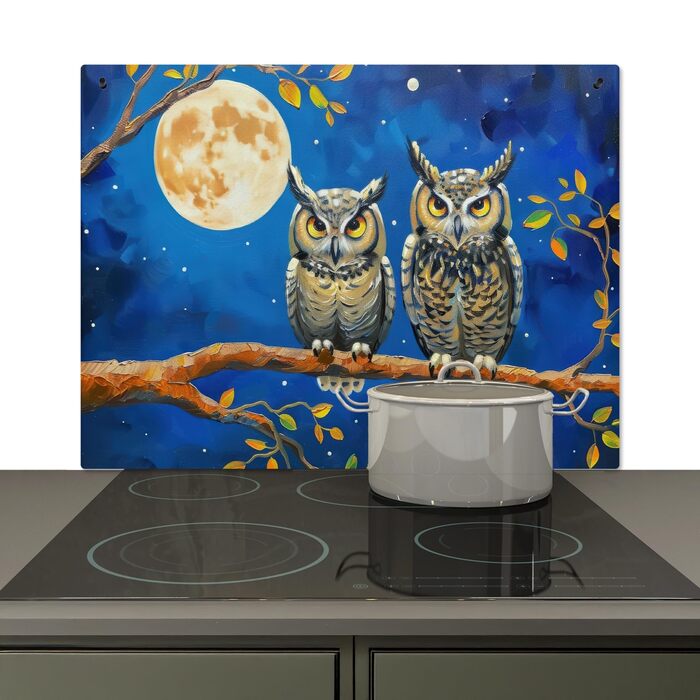 Фартух для плити, кухонний фартух, вініл, 78x52 см, декор для кухні, облицювання стіни, кришка для плити - сіро-чорна (під сов - пофарбована, 51,5Д x 76Ш см)