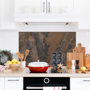 Дизайнерський кухонний фартух з алюмінієвого композиту, кухонний фартух, товщина 3 мм, 60x100 см, (натуральний камінь коричневого кольору)