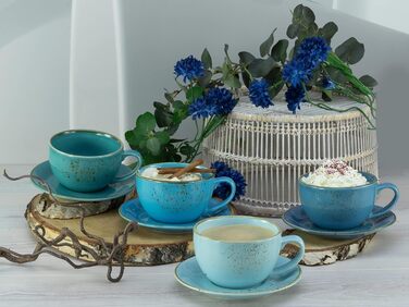 Набор чашек для капучино с блюдцами, 8 предметов, синий Aqua Nature Collection Creatable