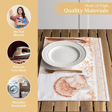 Бавовняні килимки для серветок, набір з 4 шт. , декоративні килимки для серветок, пасхальні килимки, що миються, для свят, вечерь, весни, літа (33 см x 48 см) (24 - Подяки), 39Hermine 100