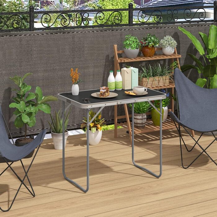 Розкладний стіл для відпочинку 80x50x70 см чорний eSituro