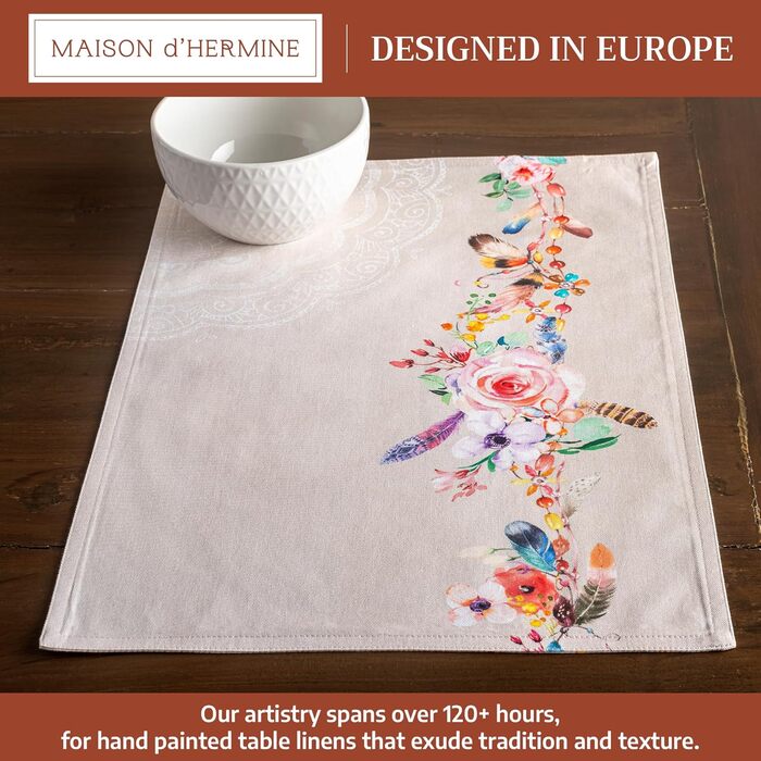 Бавовняні килимки, набір з 4 шт. , декоративні килимки, пасхальні килимки, що миються, для свят, вечерь, весни, літа (33 см x 48 см) (024 - Ібіца - бежевий), 39Hermine, 100