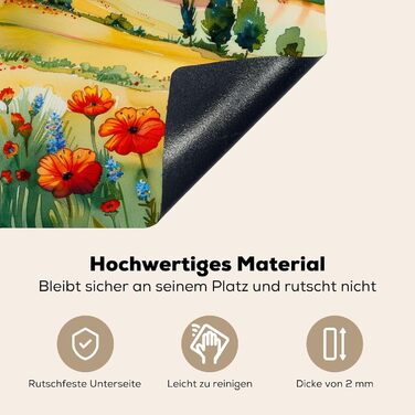 Фартух для плити, кухонний фартух, вініл, 78x52 см, декор для кухні, облицювання стіни, кришка для плити - сіро-чорна (квітковий пейзаж, 52Д x 65Ш см)