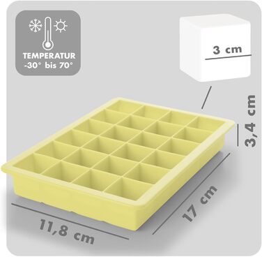 Силіконові формочки для льоду Blumtal, набір з 3 шт. - форма для льоду на 24 кубики з кришкою - силіконова форма для льоду без бісфенолу А - форма для льоду, безпечна для харчових продуктів - сіро-блакитні великі кубики (сірі жовті, великі кубики)
