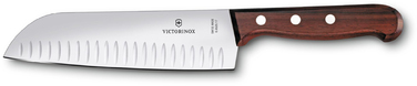 Кухонний ніж Victorinox Wood Santoku лезо 17см ріфл. з дерев. ручкою у подар.упак.