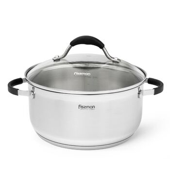 Каструля Fissman MAGNIFICA 24x11,5 см /5,1 л із скляною кришкою (15354)