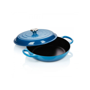 Сковорода-жаровня чугунная с крышкой 30 см, синяя Marseille Le Creuset 
