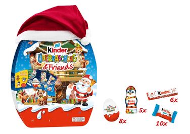 Адвент-календар із 24 шоколадними делікатесами, 370 г Surprise & Friends Kinder