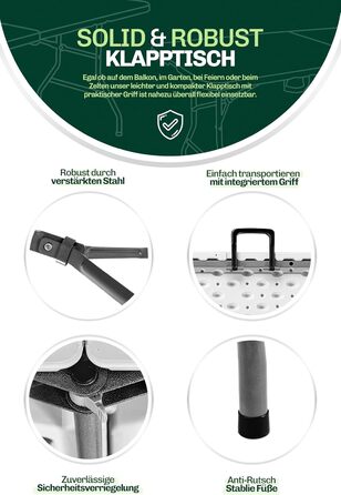 Складаний кемпінговий стіл 180x74x74 см Blumixx