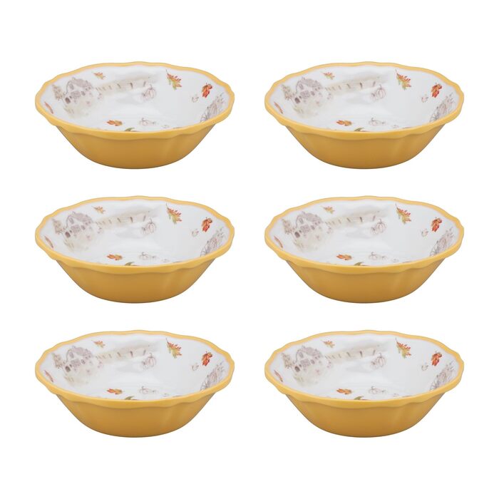 Набір меламінових мисок UP ware, миски у формі квітки для пасти, рису, супу та салату, без BPA, придатні для миття в посудомийній машині, ударостійкі, сині, 17,8 см, 6 предметів (гарбузовий сезон)