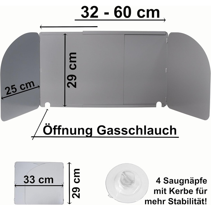Ветрозащитный экран для кемпинга 32-60 см Siehe Beschreibung