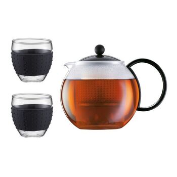 Чайник для заварювання з фільтром і стакани, набір 3 предмета, Assam Bodum