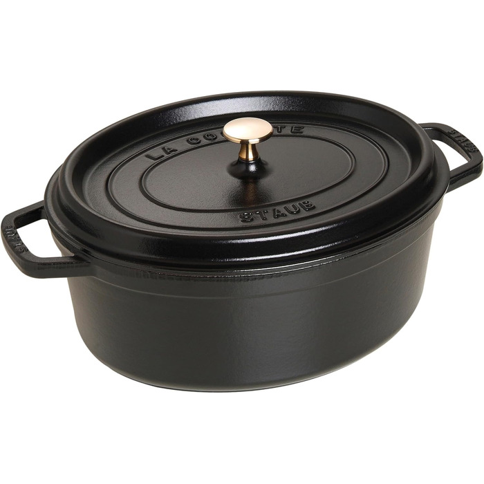 Чавунна жаровня/кокот STAUB, овальна 33 см, 6,7 л, чорна 33 см Чорний