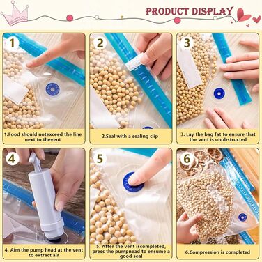 Набор из 20 вакуумных пакетов для пищевых продуктов с ручным насосом, 5 размеров YOUNGSAY