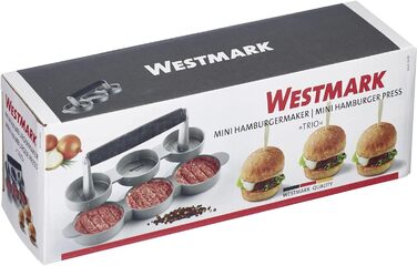 Гамбургер Westmark з підйомником - Ø 12 см Прес для бургерів можна наповнювати завдяки нижній кривизні підйомника, алюміній/пластик, Uno Plus, (сріблястий/чорний) (тріо, Ø 6,5 см)