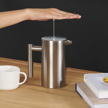 Френч-прес Blumtal з нержавіючої сталі 350 мл (2 чашки) - Двостінна ізольована термокавоварка з мірною шкалою, включаючи змінний фільтр та інструкцію, можна мити в посудомийній машині, доступна в 3 розмірах. Місткість кави 350 мл