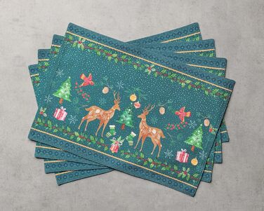 Бавовняні килимки, набір з 4 шт. , декоративні килимки, пасхальні килимки, що миються, для свят, вечерь, весни, літа (33 см x 48 см) (08 - Різдво Hygge), 39Hermine, 100