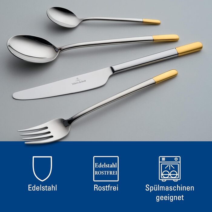 Набір столових приборів на 12 персон, 113 предметів, часткова позолота Ella Villeroy & Boch