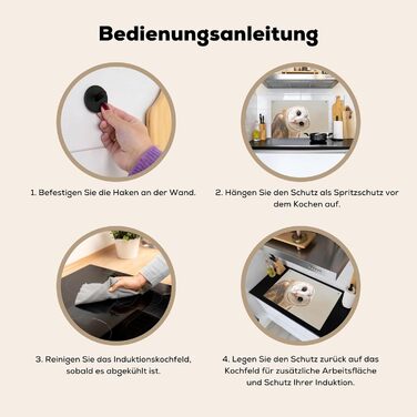 Фартух для плити, кухонний фартух, вініл, 78x52 см, декор для кухні, облицювання стіни, кришка для плити - сіро-чорна (сипуха - тварина, 51,5Д x 76Ш см)