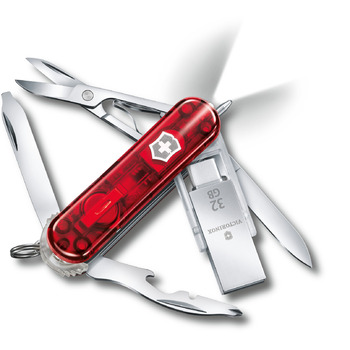Нож Victorinox Midnite Manager@work 58мм/10funk/красный прозрачный /USB3.0/3.1 32Gb