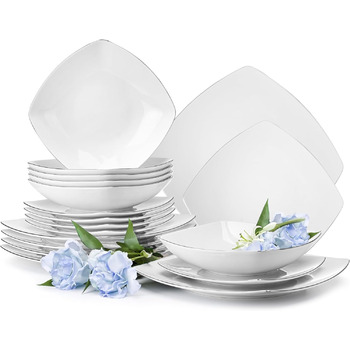 Набор посуды konsimo Combi на 12 персон Набор тарелок CARLINA Modern 36 предметов Столовый сервиз - Сервиз и наборы посуды - Комбинированный сервиз 12 персон - Сервиз для семьи - Посуда Столовая посуда (Столовый сервиз 18 дней, Platinum Edges)