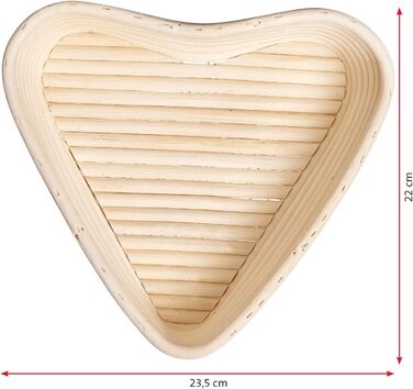Кошик для вистоювання Westmark, для тіста для хліба 1500-2000 г, овальний, довжина приблизно 40 см, ротангова тростина, світло-бежева, 32022270 (набір з 2 шт. - декор, форма серця)