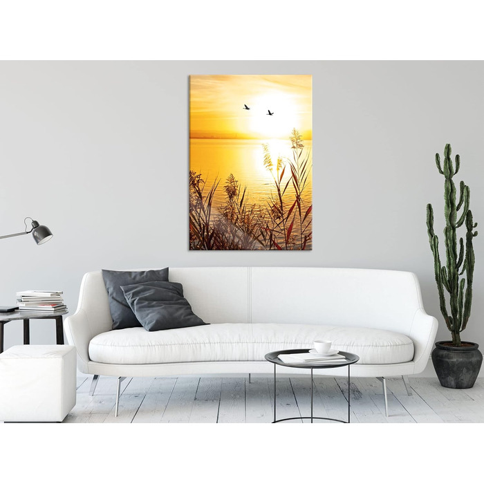 Скляна картина "Захід сонця на озері" 70 x 100 см Pixxprint