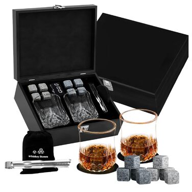 Подарунковий набір для віскі з камінням для охолодження та важкими склянками mkarip