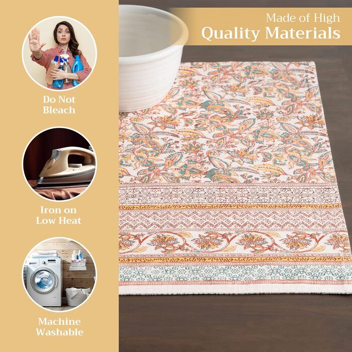 Бавовняні килимки для серветок, набір з 4 шт. , декоративні килимки для серветок, пасхальні килимки, що миються, для свят, вечерь, весни, літа (33 см x 48 см) (14 - Nila), 39Hermine 100