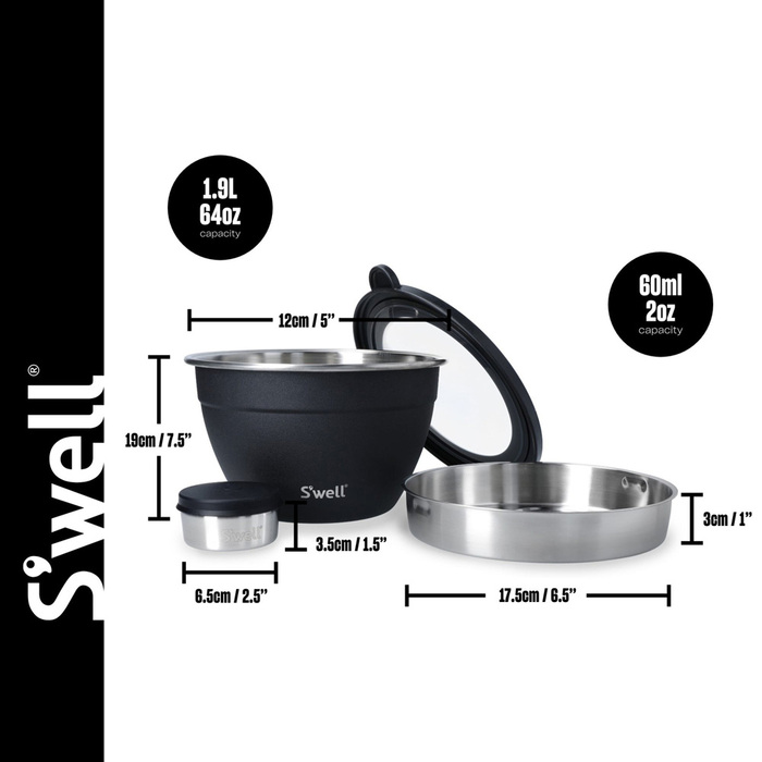 Набор для салата S'well ONYX, 1,9 л, 4 пр.