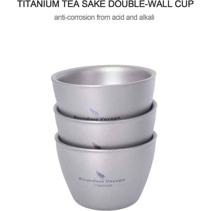Маленька титанова чашка для чаю з подвійними стінками Легка чашка для еспресо Міні-чашка для вина для саке Багаторазовий кемпінг на відкритому повітрі Міцний посуд для напоїв Портативний посуд 2 шт. /комплект Ti3089D (1 шт. Ti3089d)