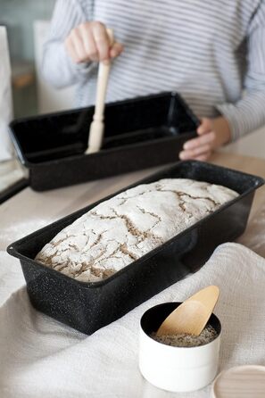 Профессиональная форма для выпечки пекарей, форма для выпечки, емкость 1,7 литра, высота 7,8 см, ширина 10 см, длина 30 см, эмаль, черный, форма для выпечки хлеба, индукция, эмалированная форма для выпечки, форма для выпечки хлеба, 0638-022